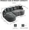 Flieks Modulares L-Form Cloud Sofa, extra tiefe Sitzfläche, breit gepolstert, mit Chaiselongue rechts & Kissen, kein Aufbau nötig, Chenille, Grau Bild 4