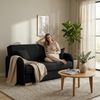 Wohnero 24 Goldi 3 Premium Schlafsofa 144x95 cm mit Schlaffunktion & Bettkasten – 133x195 cm Liegefläche, 2-Sitzer Design Sofa Schwarz Bild 2