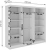 Schwebetürenschrank WALENCJA mit Spiegel & Lacobel-Glas, moderner Kleiderschrank, Breite 240 cm, High-Gloss Design - Weiß Bild 5