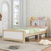 Bett 90x200 cm mit Matratze, Holzmaterial in Weiss/Natur, Stauraum-Kopfteil, Lattenrost inklusive Bild 2
