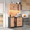HAUSS SPOLE Highboard mit Stauraum LED USB,Anrichte Küchenhochschrank Steckdosen Esszimmer (Buffetschrank mit 2 Fächer mit Glastüren LED Lichtleisten, 3 Schubladen, 2 Staufächer mit verstellbaren Einlegeböden), mit Kippschutzvorrichtung Bild 3