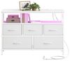 SONGMICS Kommode mit LED-Beleuchtung, Sideboard, Schubladenschrank für Wohnzimmer, mit Ladestation, 5 Schubladen, weiß Bild 2