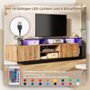 SeedWave Lowboard Holzoptik TV Schrank Fernsehtisch mit LED-Regalen und Staufächer, Mit Offene und Geschlossene Fächer Bild 2