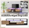 SeedWave Lowboard Holzoptik TV Schrank Fernsehtisch mit LED-Regalen und Staufächer, Mit Offene und Geschlossene Fächer Bild 3