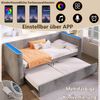 Merax Einzelbett 90 × 200 cm/180 × 200 cm, Polsterbett, Tagesbett, Daybett, Schlafsofa, multifunktionales Ausziehbett-Design mit LED-Lichtleiste, Samt, Grau Bild 2