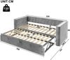 Merax Einzelbett 90 × 200 cm/180 × 200 cm, Polsterbett, Tagesbett, Daybett, Schlafsofa, multifunktionales Ausziehbett-Design mit LED-Lichtleiste, Samt, Grau Bild 4
