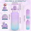 MOMSIV Trinkflasche 2L BPA-frei Sport Wasserflasche Strohhalm Zeitmarkierungen Bild 2