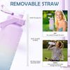 MOMSIV Trinkflasche 2L BPA-frei Sport Wasserflasche Strohhalm Zeitmarkierungen Bild 5