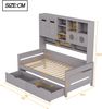 Merax Einzelbett, Jugendbett, Holzsofa-Bett 90 x 200 cm, multifunktionaler Stauraum, große Schublade, Lattenrost, grau (Ohne Matratze) Bild 4