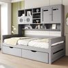 Merax Einzelbett, Jugendbett, Holzsofa-Bett 90 x 200 cm, multifunktionaler Stauraum, große Schublade, Lattenrost, grau (Ohne Matratze) Bild 3