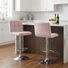CLP Barhocker Peru Samtbezug höhenverstellbar drehbar mit Rückenlehne,chrom rosa Bild 3
