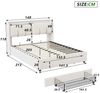 PXloue Polsterbett LED Doppelbett, Kopfteil mit Stauraum,Schubladen,Bettkasten,Samt,140x200 cm Bild 4