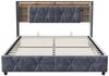 Furnishings Home Polsterbett Stauraumbett Doppelbett inkl. LED & Ladefunktion (Hydraulisch hebbarer Stauraum), Mit LED-Beleuchtung, Nachttisch, Samt, 140x200 cm Bild 2