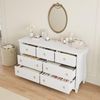 GarveeMore Kommode TV-Schrank mit 6/7 tiefe Schubladen für Schlafzimmer, Wohnzimmer, Flur, im Boho-Modern-Stil, geschwungenes Design, Weiß, 140×40×75 cm Bild 2