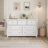 GarveeMore Kommode TV-Schrank mit 6/7 tiefe Schubladen für Schlafzimmer, Wohnzimmer, Flur, im Boho-Modern-Stil, geschwungenes Design, Weiß, 140×40×75 cm Bild 3