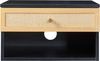 Wandregal Eiker mit Schublade 40x32x23cm Schwarz/Rattanoptik [en. casa] Bild 4