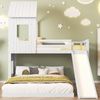 Merax Etagenbett, Massivholz Kinderbett mit Oberbett 90x200cm und Unterbett 140x200cm, weiß Bild 2