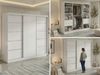 Moderner Schwebetürenschrank MACEDONIA, Kleiderschrank in Weiß Color, Breite 240 cm, minimalistisches Design, Inkl. Innenausstattung - mit Schubladen Bild 2