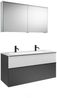 Burgbad FIUMO Waschtisch Set mit Spiegelschrank 122 cm breit, Weiß/Anthrazit, Doppelwaschbecken Gussmarmor Weiß Bild 2