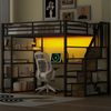 Flieks Hochbett LED Metallbett 140x200cm mit Stauraumtreppe, Schreibtisch und Aufladen Bild 2