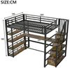 Flieks Hochbett LED Metallbett 140x200cm mit Stauraumtreppe, Schreibtisch und Aufladen Bild 3