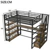 Flieks Hochbett LED Metallbett 140x200cm mit Stauraumtreppe, Schreibtisch und Aufladen Bild 4