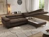 MKS Möbel 'Pablo L-Form' Ecksofa mit Schlaffunktion, verstellbare Kopfstützen, Braun, Samt, Visco Topper, Rechts Bild 3