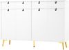 Sideboard aus MDF mit Melamin, 4 Türen & 4 Schubladen, 140x38x82 cm, Weiß Bild 3