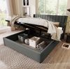 Stauraumbett 140x200 cm mit Bettkasten – Polsterbett aus Leinen in Grau, hydraulisch mit Lattenrost Bild 4