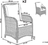 Beliani 'CASCAIS' Gartensessel 2er Set, PE Rattan grau Bild 2
