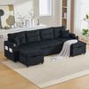 4-Sitzer Wohnlandschaft B 272 x T 136 x H 86 cm aus Cord mit Schlaffunktion Bild 2