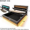 Merax Polsterbett hydraulisches Stauraumbett 140x200cm mit LED und Ladefunktion, Leinen, Grau Bild 4