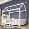 Hausbett mit Lattenrost, 90x200 cm, Kinderbett mit Rausfallschutz, Kiefer Bild 3