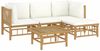 vidaXL 5-tlg. Garten-Lounge-Set mit Cremeweißen Kissen Bambus 3155178 Bild 3