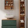 Badmöbel-Set Irma Grün/Goldkraft Eiche 3 Teile, mit Schubladenschrank und Hochschrank Vicco Bild 5