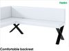 MEBLINI Eckbank für Esszimmer mit ausziehbarem Tisch - Küchenbank - Essecke - Sitzecke Küche - TONI - X-Beine 128x168x87cm Links - Weiß Kunstleder/M Weiß Hochgl. Bild 5