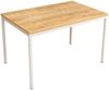 Furni24 Rechteckiger Universaltisch mit laminierter Platte Eiche 140 x 70 x 75 cm, Metallgestell und niveauausgleichs Füßen, ideal im Homeoffice als Schreibtisch, Konferenztisch, Computertisch, Esstisch Bild 2
