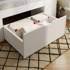 REDOM Holzbett Funktionsbett in Weiß mit LED-Beleuchtung & USB/Type-C, aus Holz (Packung, 1-tlg, 90x200 cm,mit offenen Fächern, Regalen & bewegtem Nachttisch), Für ein modernes Schlafambiente(Ohne Matratze) Bild 4