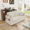 2-Sitzer Sofa 172 x 75 x 82 cm mit USB-Anschlüssen, Schubladen und Getränkehaltern, Chenille Beige Bild 4