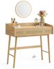 Songmics HOME BOHOVEN Kollektion – Schminktisch mit Spiegel, Beleuchtung, Kosmetiktisch 3 Schubladen in Rattan-Optik, Touch-Steuerung, 3 Lichtfarben, dimmbar, Boho-Stil, Schlafzimmer, eichenbeige Bild 5