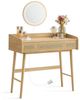 Songmics HOME BOHOVEN Kollektion – Schminktisch mit Spiegel, Beleuchtung, Kosmetiktisch 3 Schubladen in Rattan-Optik, Touch-Steuerung, 3 Lichtfarben, dimmbar, Boho-Stil, Schlafzimmer, eichenbeige Bild 4