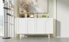 Sideboard modern, reinweiß, 4 Türen mit Bogenmuster, verstellbare Regale, 140x42x80 cm Bild 3