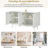 Sideboard modern, reinweiß, 4 Türen mit Bogenmuster, verstellbare Regale, 140x42x80 cm Bild 5