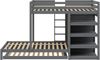 Etagenbett Massivholz Ausziehbett Kinderbett Hochbett mit Schubladen Kleiderschrank Ablage Grau Bild 5