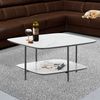 Moderner Design Couchtisch MARMOL 75cm weiss-schwarz Marmor-Optik Metallgestell Bild 2