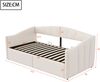 Merax Daybett Einzelbett, 90 x 200cm Polsterbett Schlafsofa , Mit hydraulischer Lagerung, Mit Lattenrost und Armlehnen, Klassisch Gestreift, Hautfreundlicher Samtstoff, Beige Bild 4