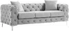 Vente-unique - EDWINA Sofa and armchair set SamtStoff Grau - B 91 cm x H 76 cm x L 106 cm220 cm Bild 4