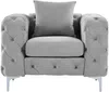 Vente-unique - EDWINA Sofa and armchair set SamtStoff Grau - B 91 cm x H 76 cm x L 106 cm220 cm Bild 5