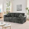 Sofa Zwillinge 220×100×89 cm aus weichem Chenille-Stoff mit Getränkehalter & Seitentasche, schwarz Bild 3