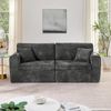 Sofa Zwillinge 220×100×89 cm aus weichem Chenille-Stoff mit Getränkehalter & Seitentasche, schwarz Bild 2
